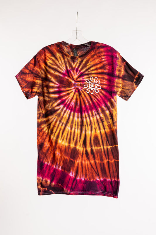 Mexicali Flower Logo Tie Dye T in Orange and Pink