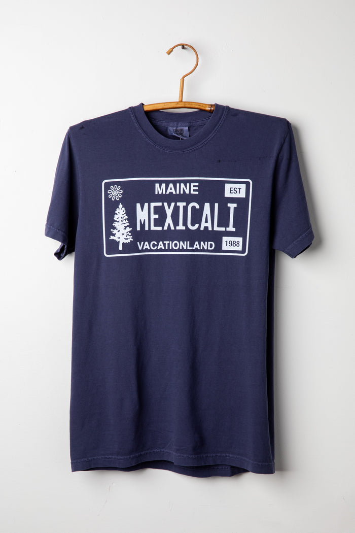 Navy Maine License Plate T Shirt