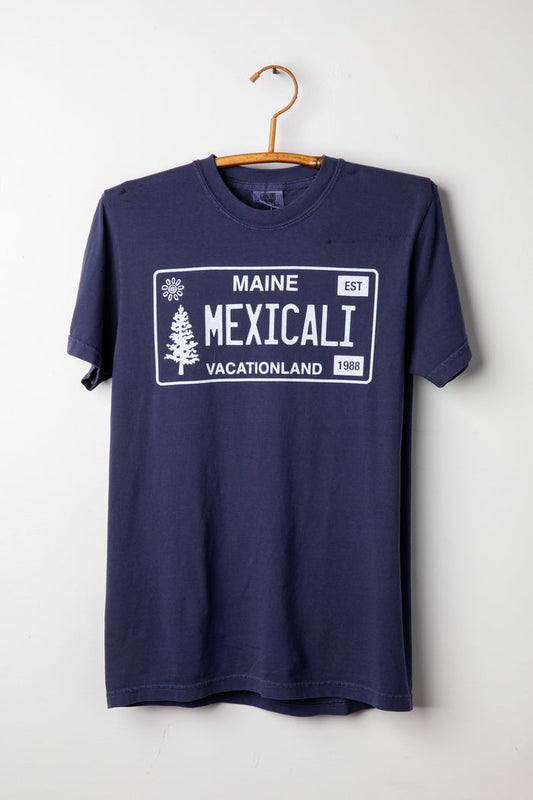 Navy Maine License Plate T Shirt
