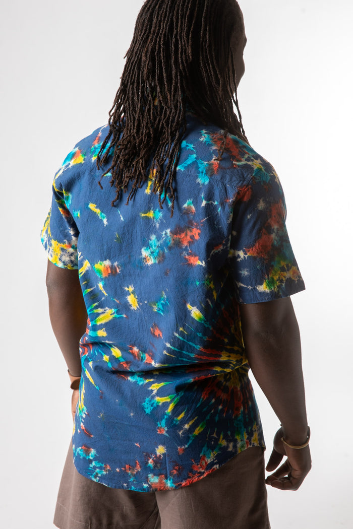 DJ is wearing size Small Boho Men’s Dress Shirt in Blue
