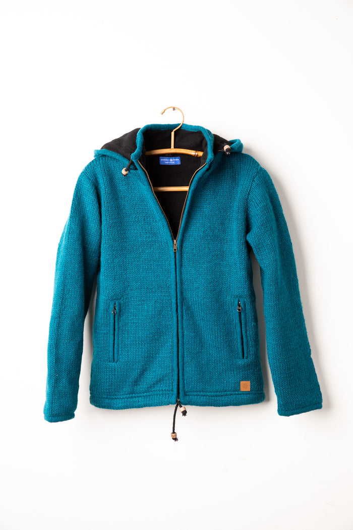 Teal wool hooded jacket