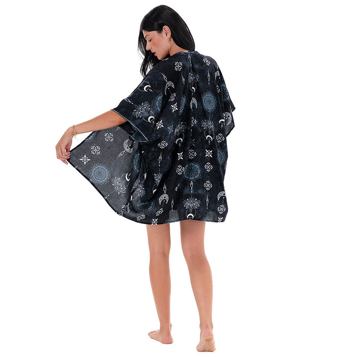 Midnight Lotus Moon Demi Kimono, back