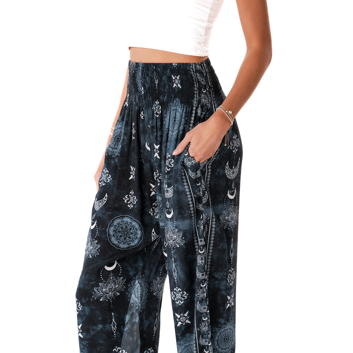 Midnight Lotus Moon Harem Pants, side detail