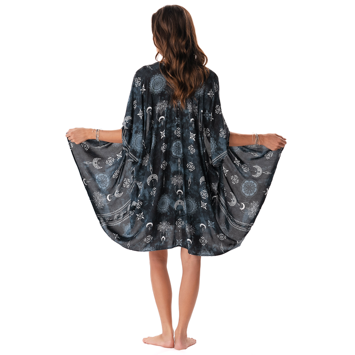 Midnight Lotus Moon Kimono, back