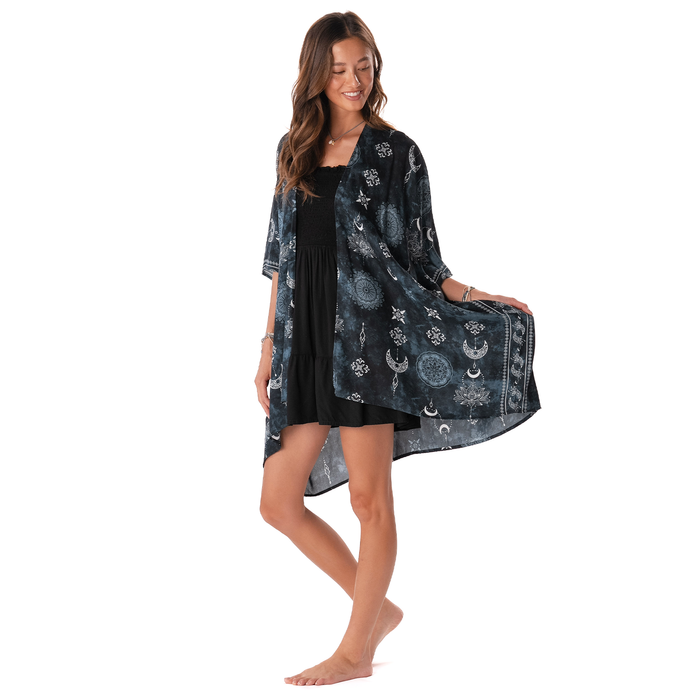 Midnight Lotus Moon Kimono, front