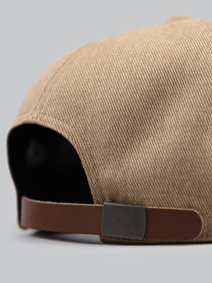 mighty shine flip cap c twill beige leather strap brown