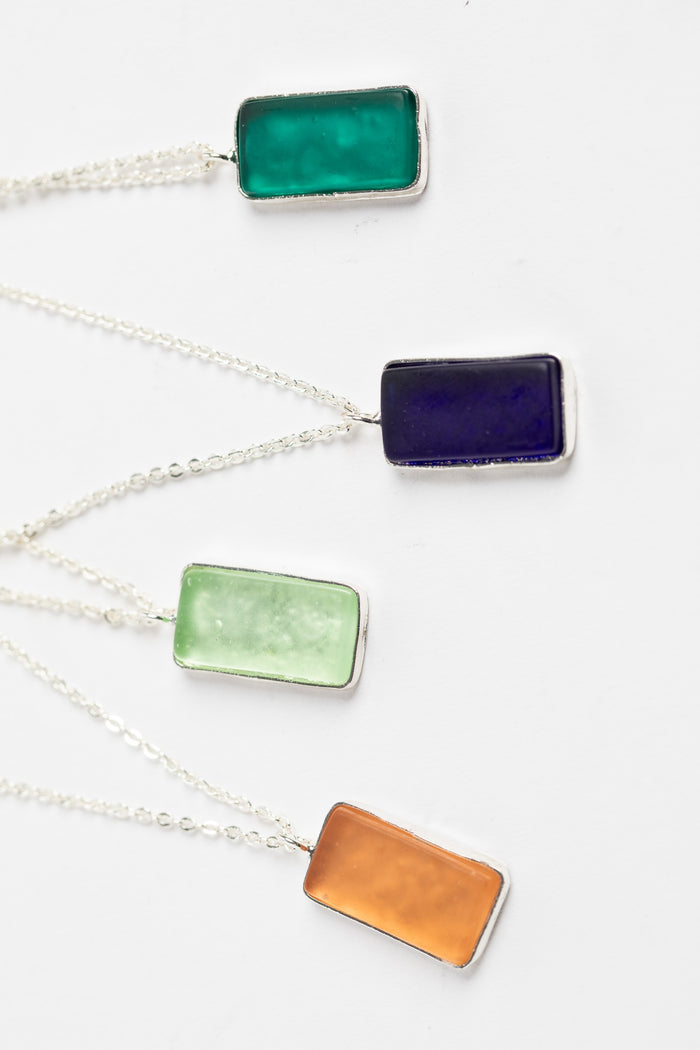 Mira Frosted Glass Necklace in Blue