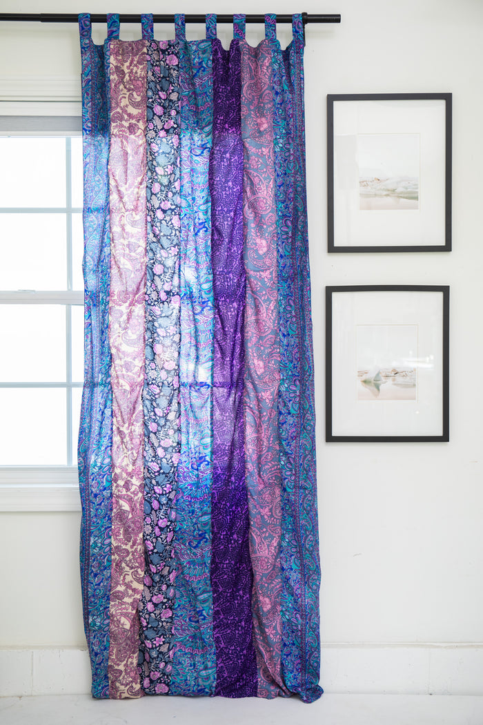 Boho Floral Curtain in Purple