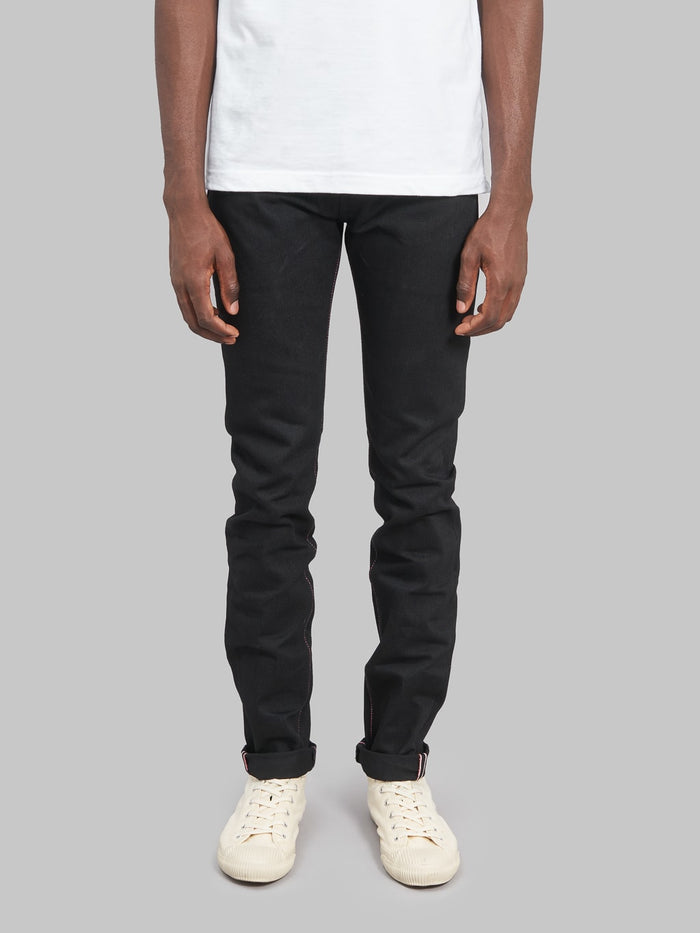 Momotaro 0306B Black x Black Tight Tapered Jeans front