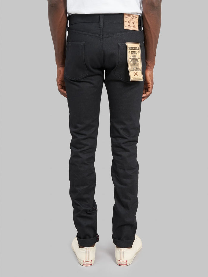 Momotaro 0306B Black x Black Tight Tapered Jeans  back