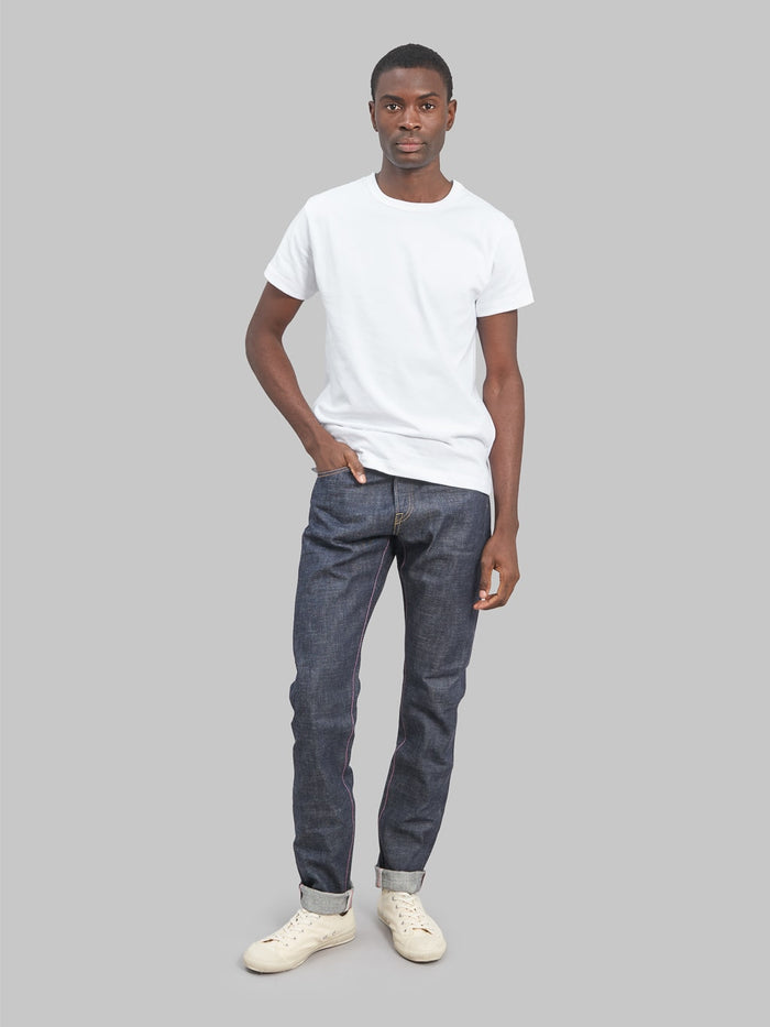 Momotaro 0405 40  Legacy Blue High Tapered Jeans model front fit