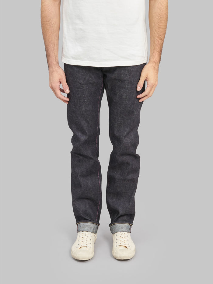 momotaro 0605 13 indigo jeans natural tapered 13oz front fit