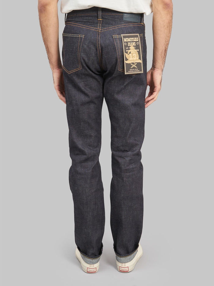 momotaro 0605 13 indigo jeans natural tapered 13oz back fit
