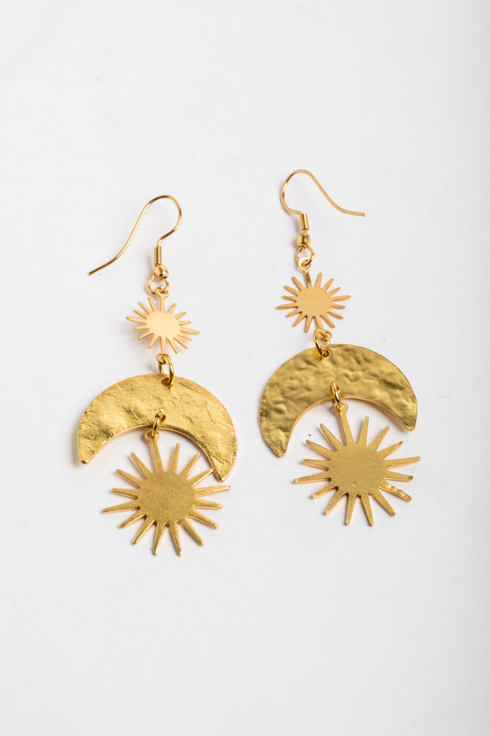 sun and moon boho earrings