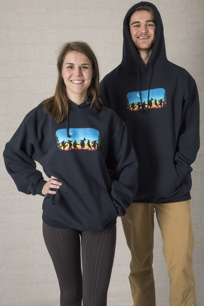 Erica is wearing a size M Grateful Dead hoodie