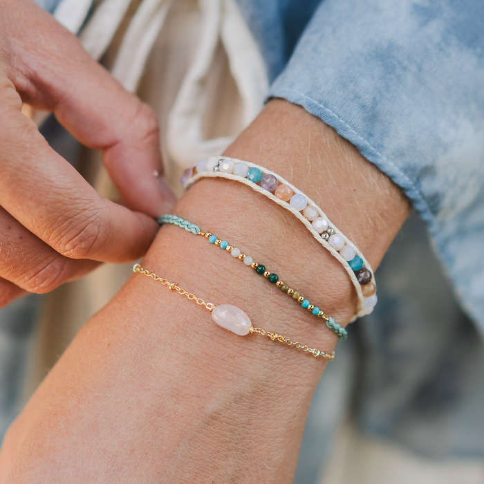 Moonstone Bracelet, stacked on wrist