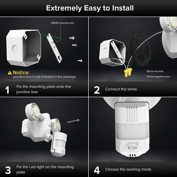 Motion Sensor LED Security Lights 15W Dusk to Dawn Outdoor Floodlight