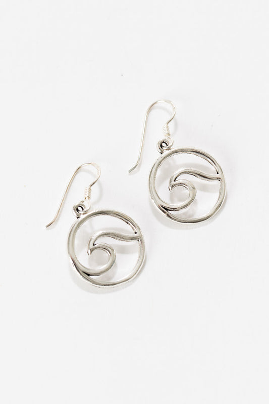 Sterling silver wave earrings with boho ocean inspired design