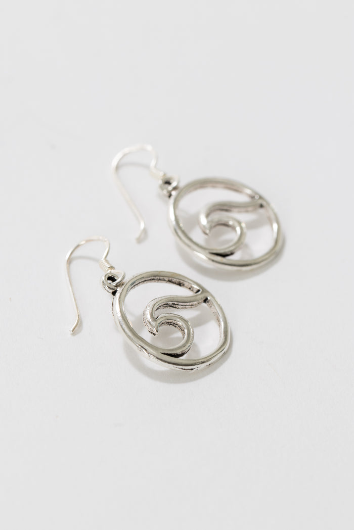 Sterling silver wave earrings with boho ocean inspired design
