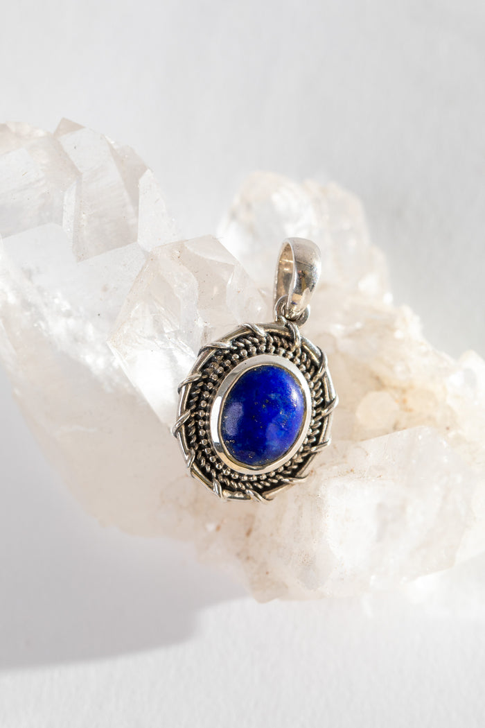 Nautical Rope Sterling Gemstone Pendant