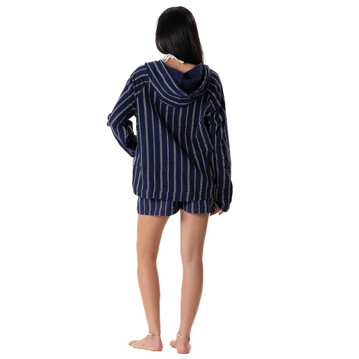 Navy Sailor Stripe Baja Pullover, back