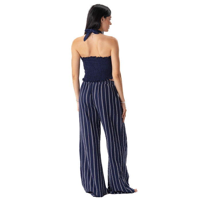 Navy Sailor Stripe Cotton Cabana Pants, back