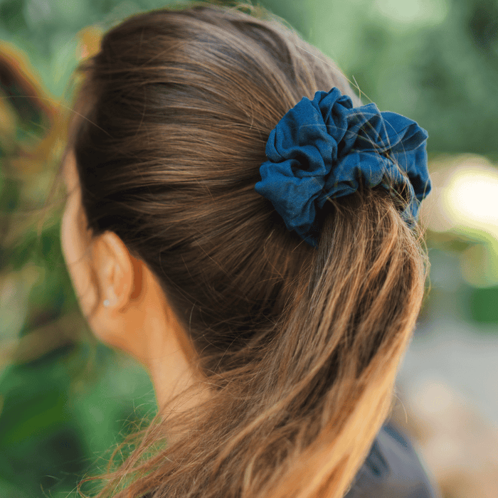 Neutral Scrunchie Pack of 3, worn in hair