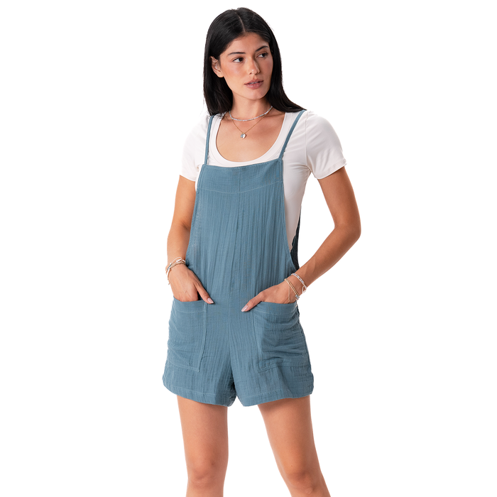 New Moon Blue Boardwalk Romper, front