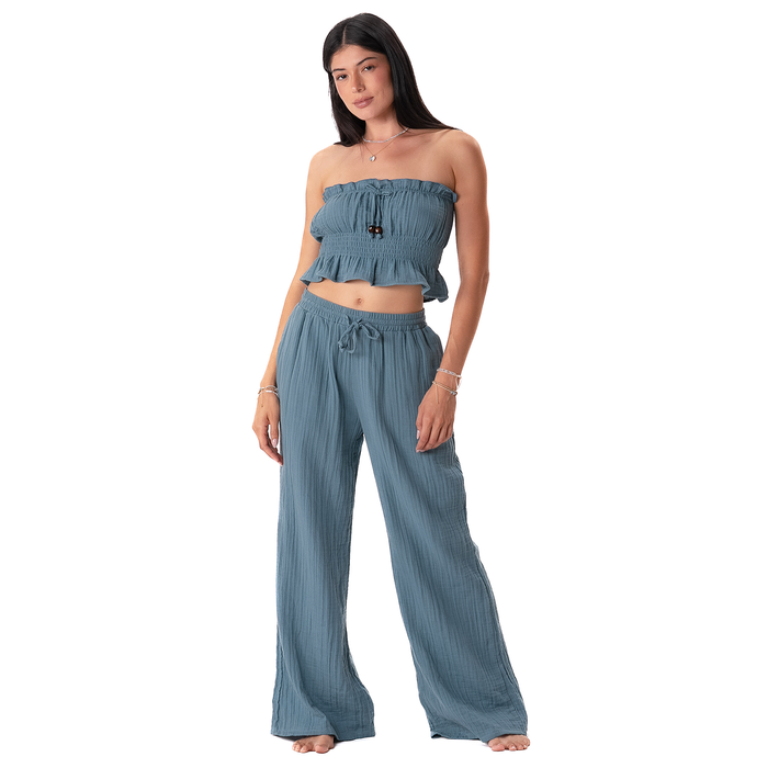 New Moon Blue Cabana Pants, front full length