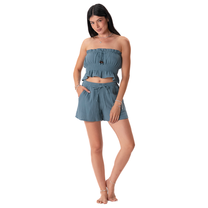 New Moon Blue Cabana Shorts, front
