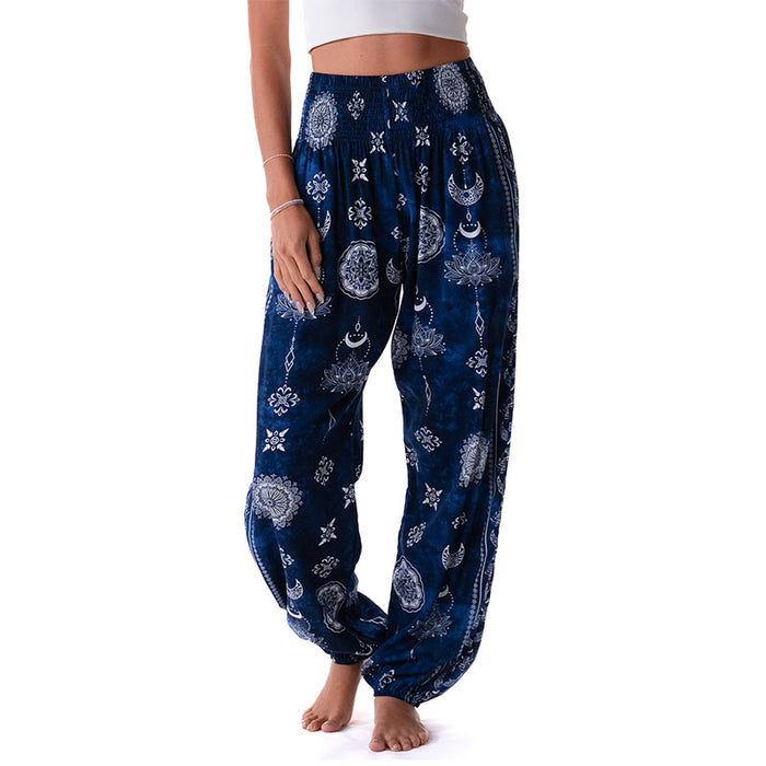 Nightfall Blue Lotus Moon Harem Pants, front