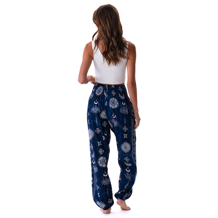 Nightfall Blue Lotus Moon Harem Pants, back
