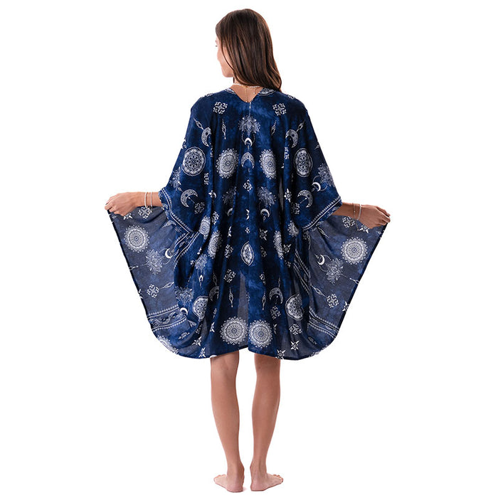 Nightfall Blue Lotus Moon Kimono, back