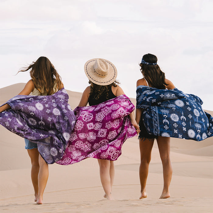 Nightfall Blue Lotus Moon Kimono, back on the dunes