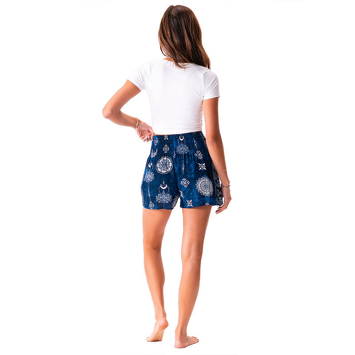 Nightfall Blue Lotus Moon Shorts, back