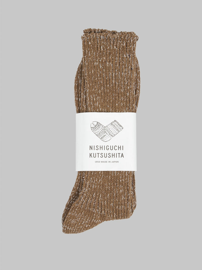 Nishiguchi Kutsushita Hemp Cotton Socks Khaki Japan Made
