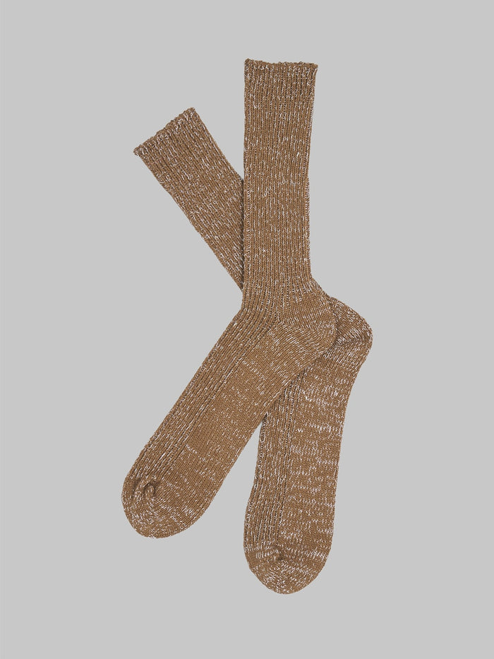 Nishiguchi Kutsushita Hemp Cotton Ribbed Socks Khaki Pair