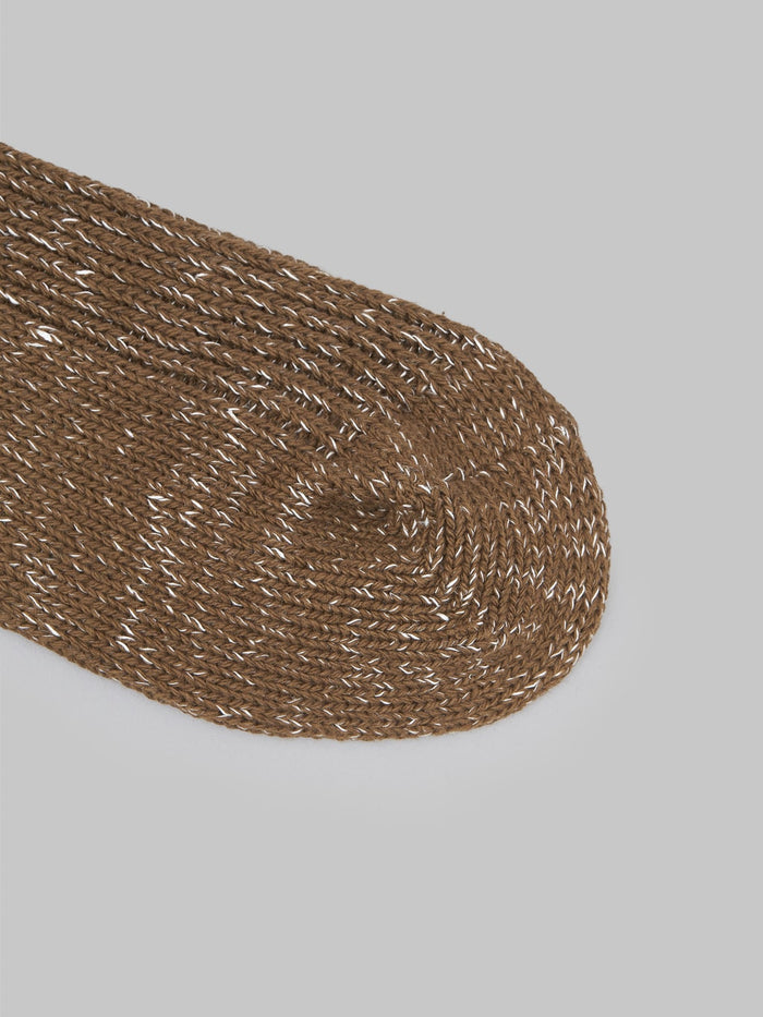 Nishiguchi Kutsushita Hemp Cotton Ribbed Socks Khaki Texture