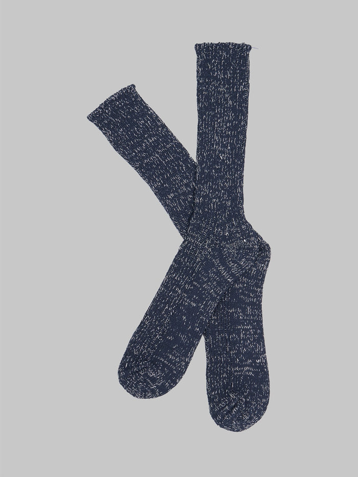 Nishiguchi Kutsushita Hemp Cotton Ribbed Socks Midnight Pair