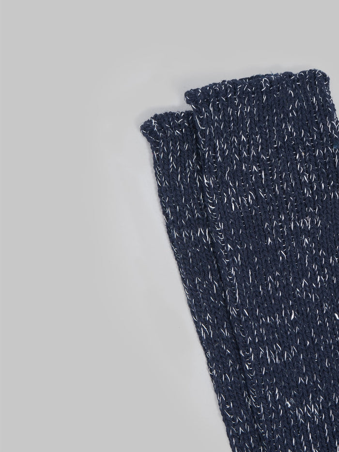 Nishiguchi Kutsushita Hemp Cotton Ribbed Socks Midnight Elastic Hem