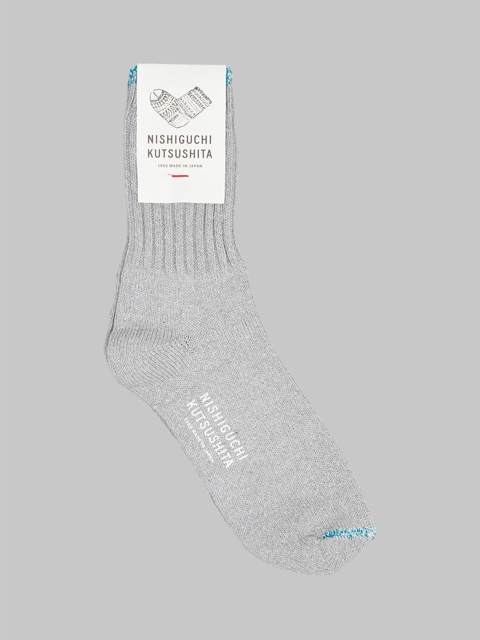 Nishiguchi Kutsushita Silk Cotton Socks Light Grey Japan Made