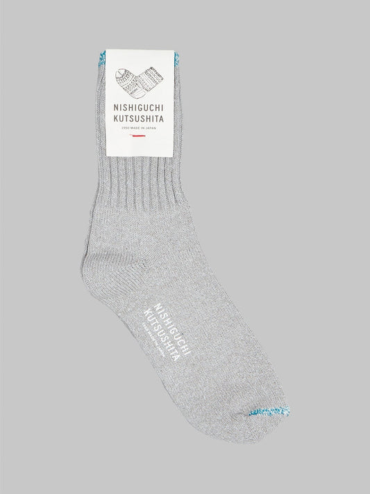 Nishiguchi Kutsushita Silk Cotton Socks Light Grey Japan Made