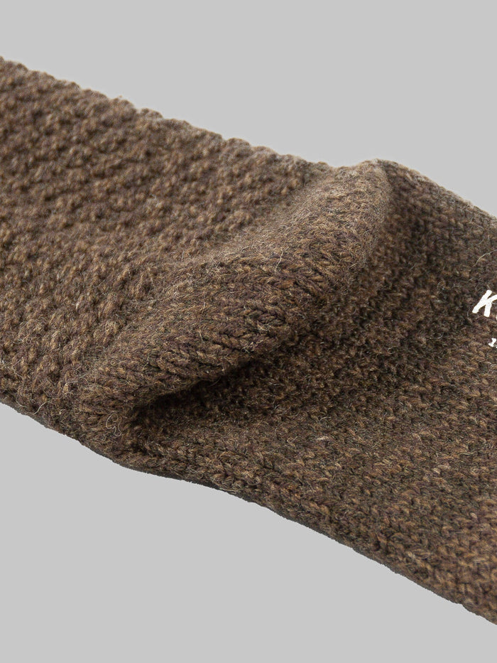 nishiguchi kutsushita boston wool cotton boot socks brown heel