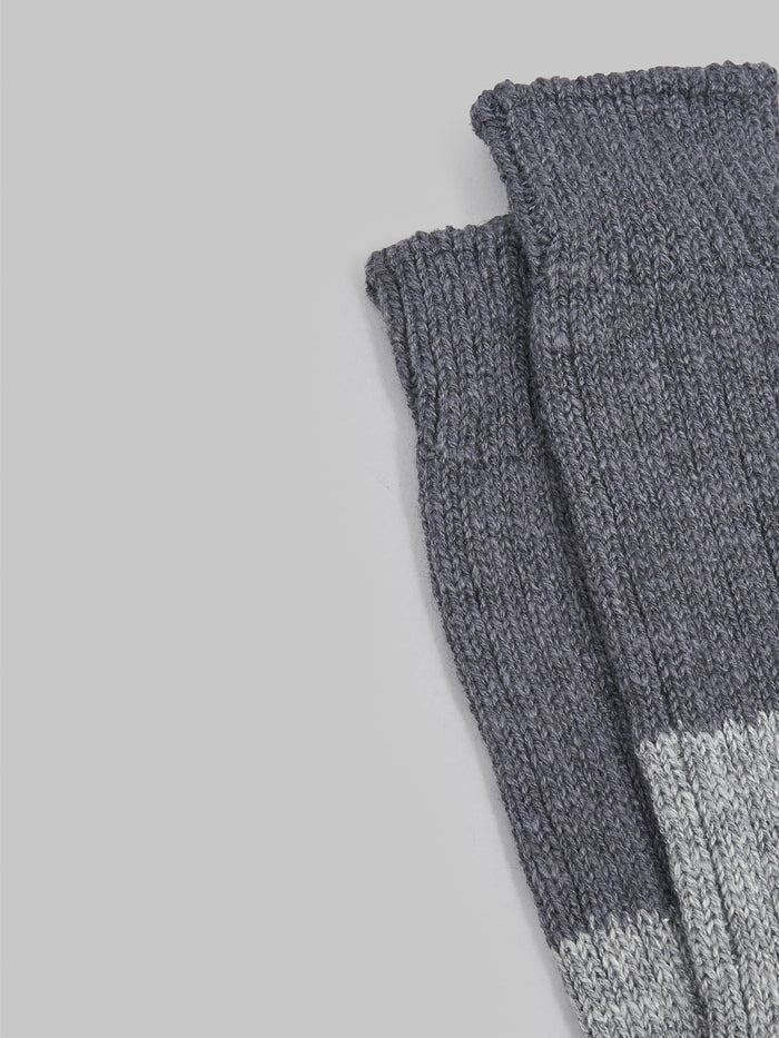 Nishiguchi Kutsushita Wool Cotton Socks Charcoal Elastic Hem