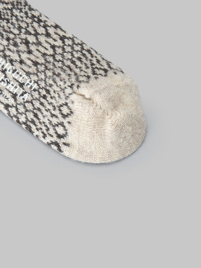 Nishiguchi Kutsushita Wool Jacquard Socks Oatmeal Toe