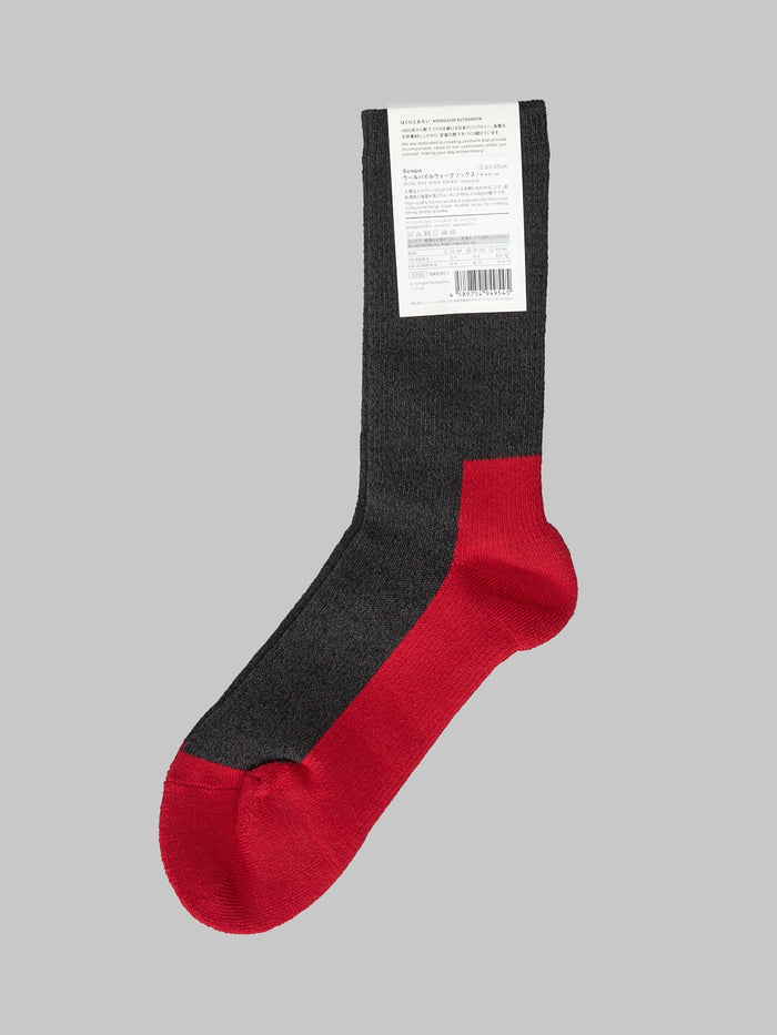 Nishiguchi Kutsushita Wool Pile Walk Socks Charcoal japan made