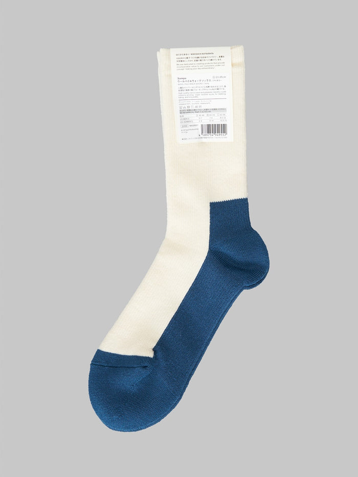 Nishiguchi Kutsushita Wool Pile Walk Socks Ivory japan made