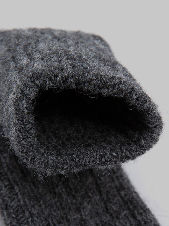 Nishiguchi Kutsushita Wool Ribbed Socks Charcoal - Redcast Heritage Co.