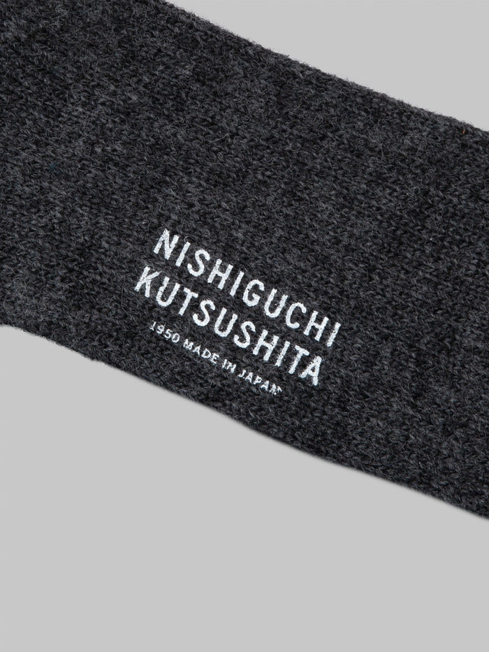 Nishiguchi Kutsushita Wool Ribbed Socks Charcoal - Redcast Heritage Co.