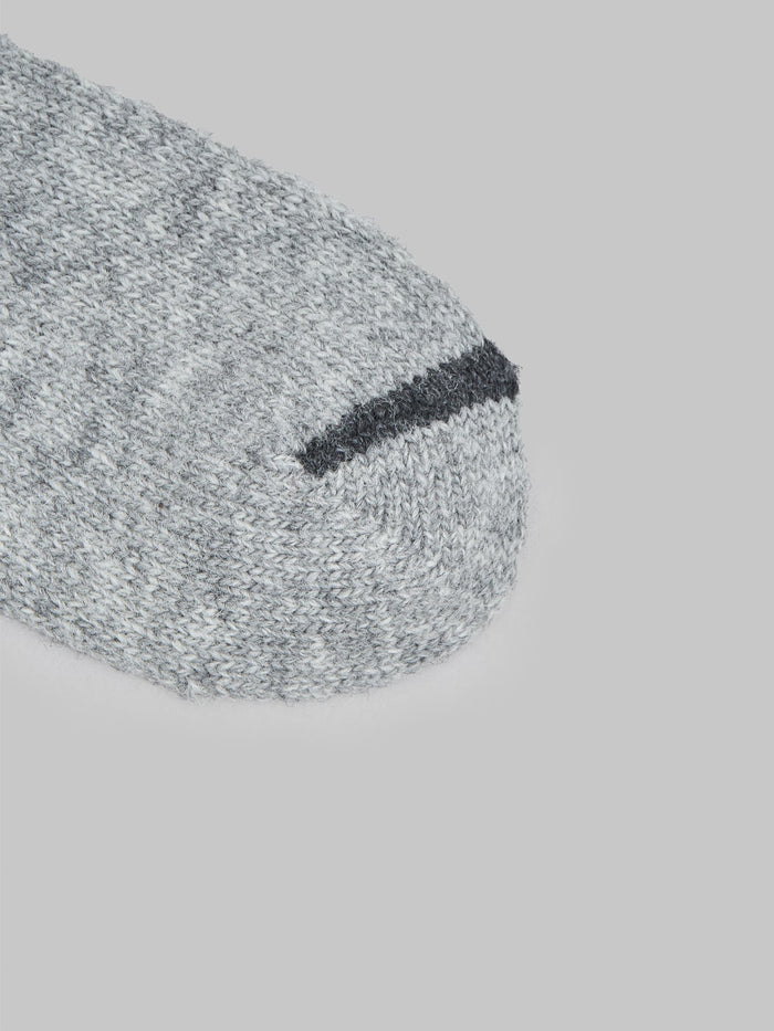 Nishiguchi Kutsushita Wool Ribbed Socks Light Grey Toe
